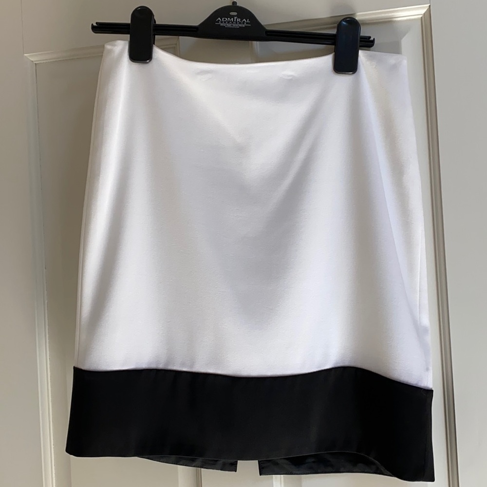 White with black trim skirt